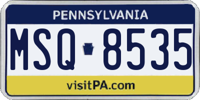 PA license plate MSQ8535
