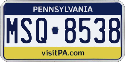 PA license plate MSQ8538