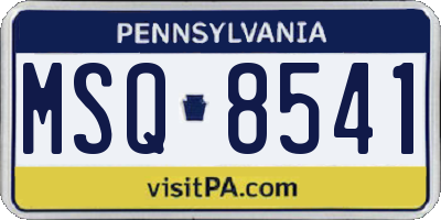 PA license plate MSQ8541
