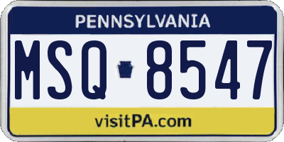 PA license plate MSQ8547