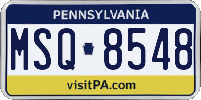 PA license plate MSQ8548