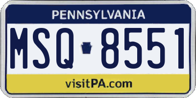 PA license plate MSQ8551