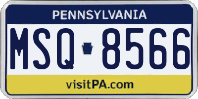 PA license plate MSQ8566