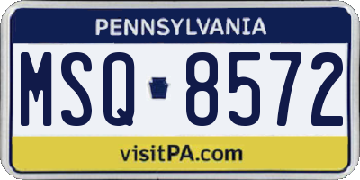 PA license plate MSQ8572