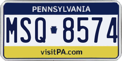PA license plate MSQ8574