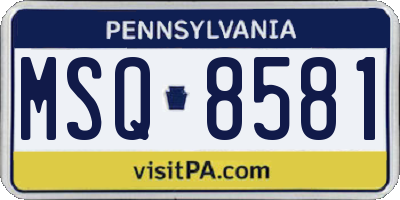 PA license plate MSQ8581