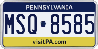 PA license plate MSQ8585