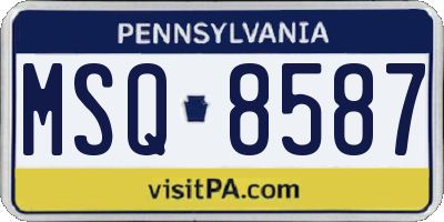 PA license plate MSQ8587