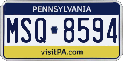 PA license plate MSQ8594