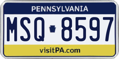 PA license plate MSQ8597