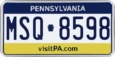 PA license plate MSQ8598