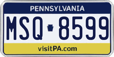 PA license plate MSQ8599