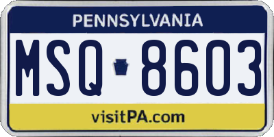 PA license plate MSQ8603