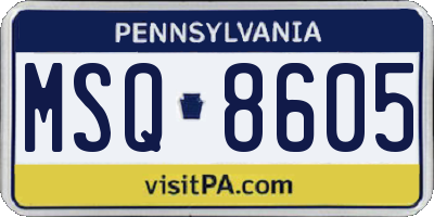 PA license plate MSQ8605
