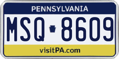 PA license plate MSQ8609