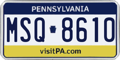 PA license plate MSQ8610