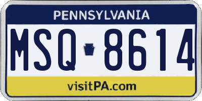 PA license plate MSQ8614