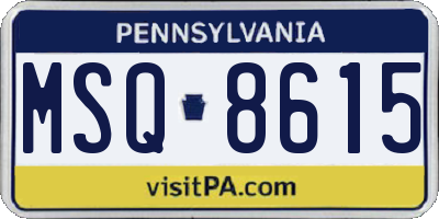 PA license plate MSQ8615