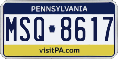 PA license plate MSQ8617