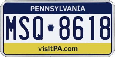 PA license plate MSQ8618