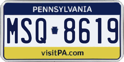 PA license plate MSQ8619