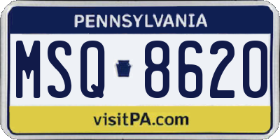 PA license plate MSQ8620