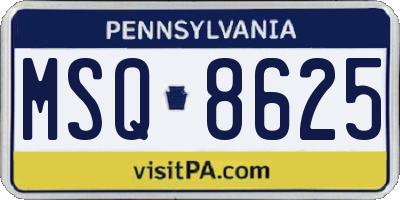 PA license plate MSQ8625