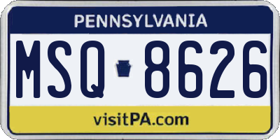 PA license plate MSQ8626