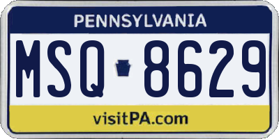 PA license plate MSQ8629