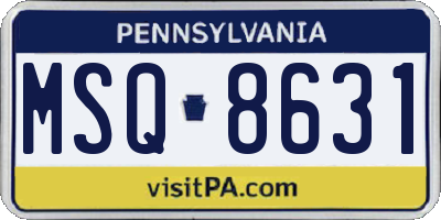PA license plate MSQ8631