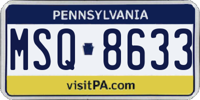 PA license plate MSQ8633