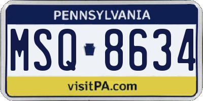 PA license plate MSQ8634