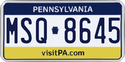 PA license plate MSQ8645