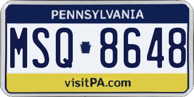PA license plate MSQ8648