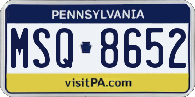 PA license plate MSQ8652