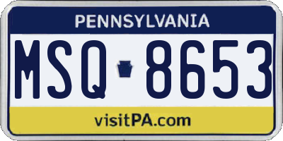 PA license plate MSQ8653