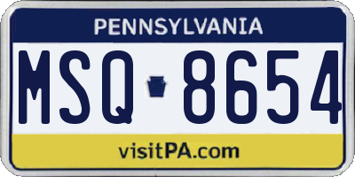 PA license plate MSQ8654