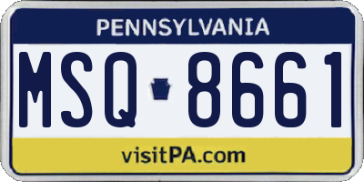 PA license plate MSQ8661