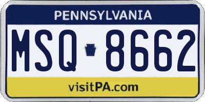 PA license plate MSQ8662