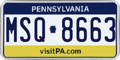 PA license plate MSQ8663