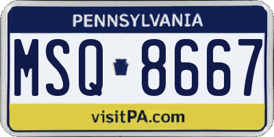PA license plate MSQ8667