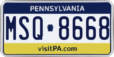 PA license plate MSQ8668