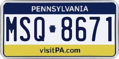 PA license plate MSQ8671