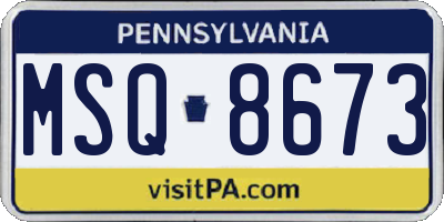 PA license plate MSQ8673
