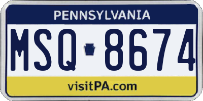 PA license plate MSQ8674