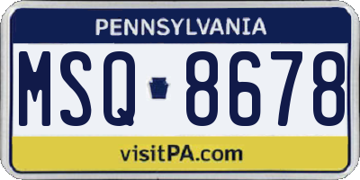 PA license plate MSQ8678