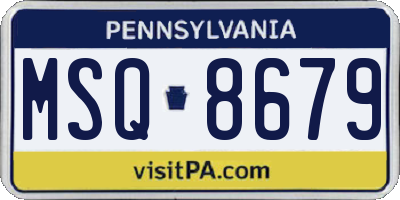 PA license plate MSQ8679