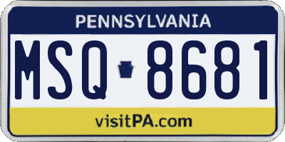 PA license plate MSQ8681