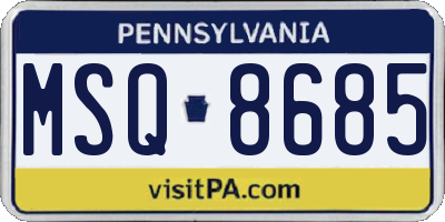 PA license plate MSQ8685