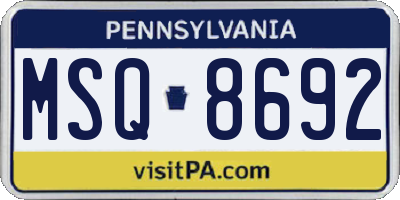 PA license plate MSQ8692
